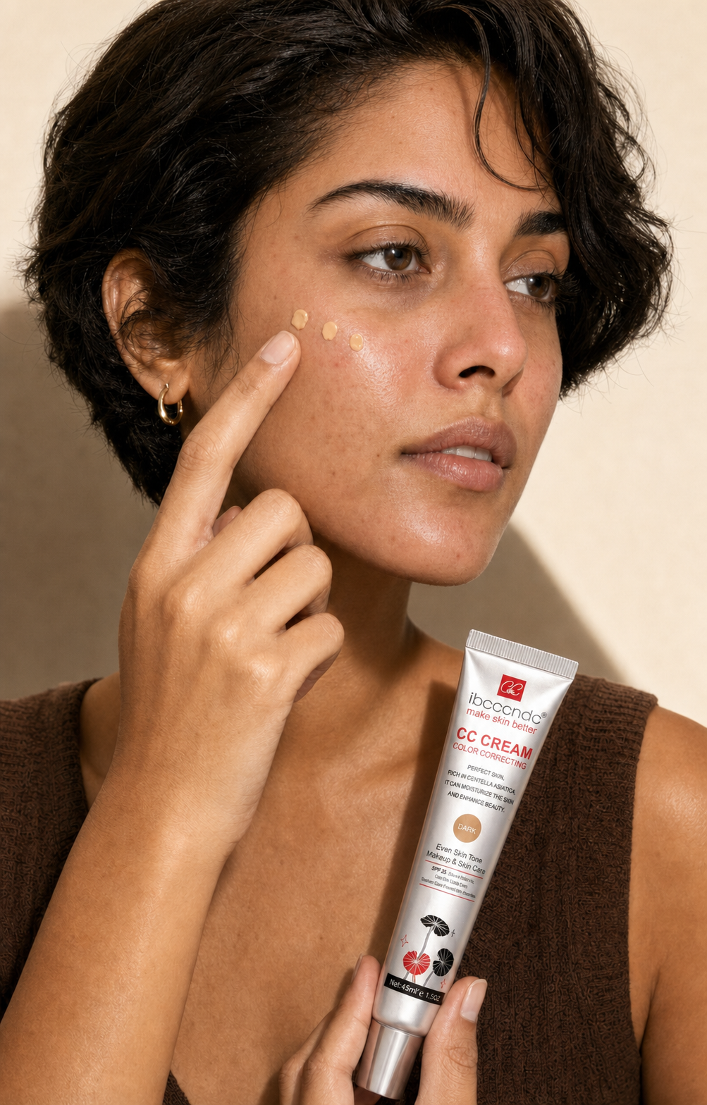 Before CC Cream, with visible redness and uneven tone
